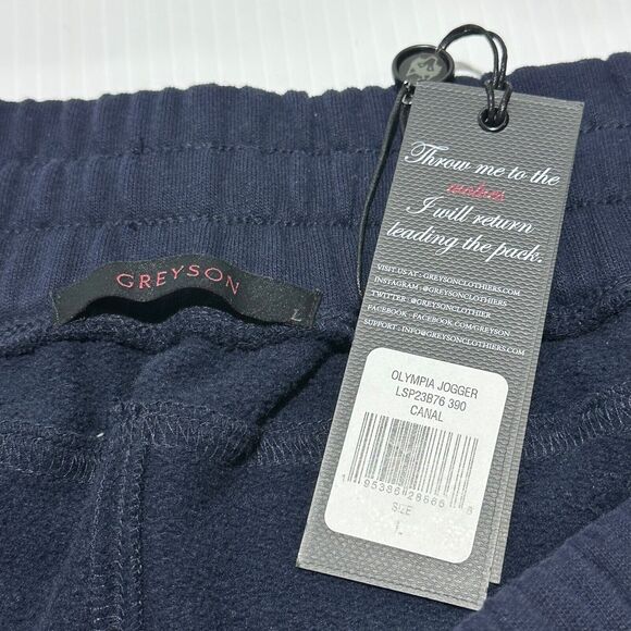 Greyson Jogger Pants Men's Large Navy Blue Fleece Lined Drawstring Waist NWT - Picture 7 of 8